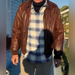 Banana Republic Brown Leather A-2 Bomber Jacket Vintage